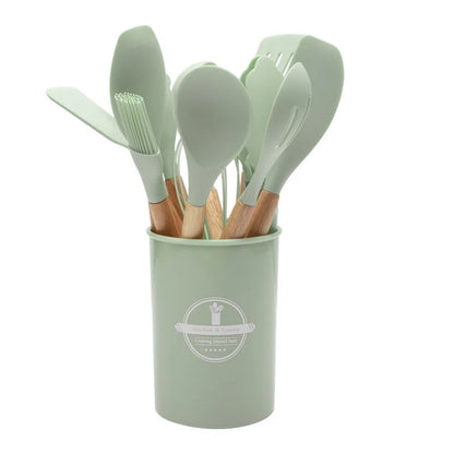 Kitchenora™ – Siliconen Keukengerei Set – Met Houten Handgrepen