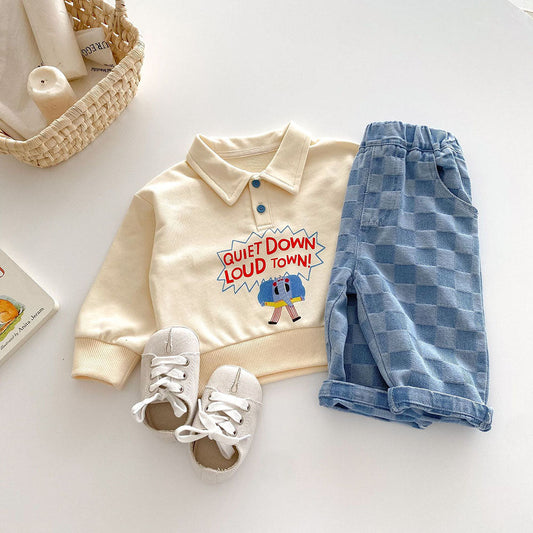 CheckDrape™ – Denim Broek met Ruitjesprint – Comfortabele Kinderjeans