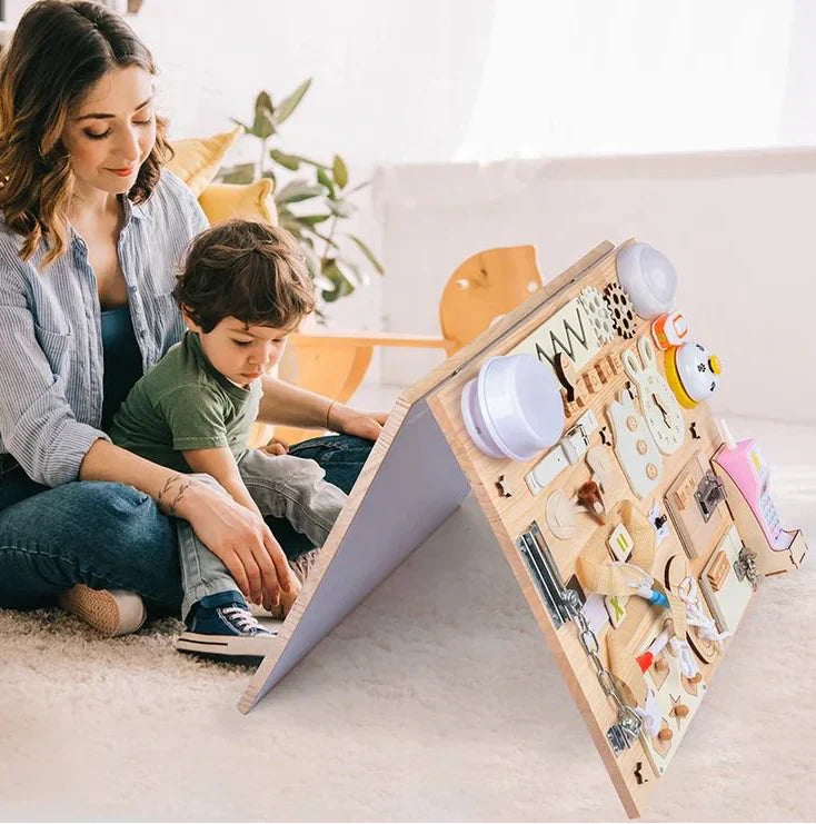 4Little™ -  Montessori handgemaakte Activiteitenbord - Hout sensory speelgoed