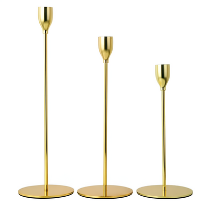 Sento Kandelaars Set - Hoogwaardig Metaal, 3-Delig Retro Design 1