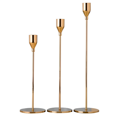 Sento Kandelaars Set - Hoogwaardig Metaal, 3-Delig Retro Design 2