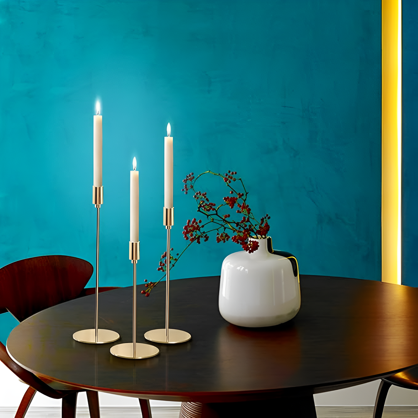 Sento Kandelaars Set - Hoogwaardig Metaal, 3-Delig Retro Design 6