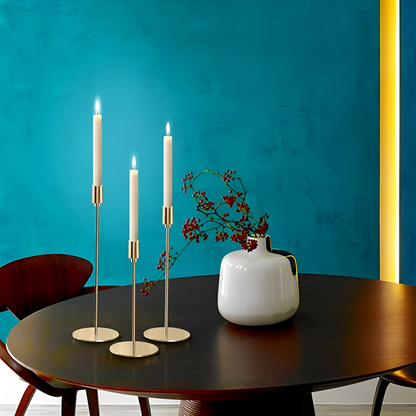 Sento Kandelaars Set - Hoogwaardig Metaal, 3-Delig Retro Design 6