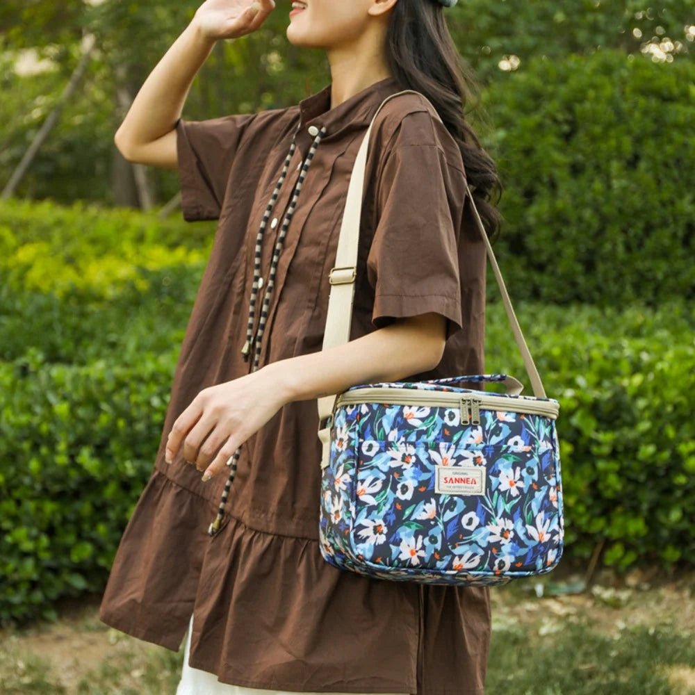 Sento Retro Lunchtas - Geïsoleerd, Bloemenprint, Lichtgewicht 1