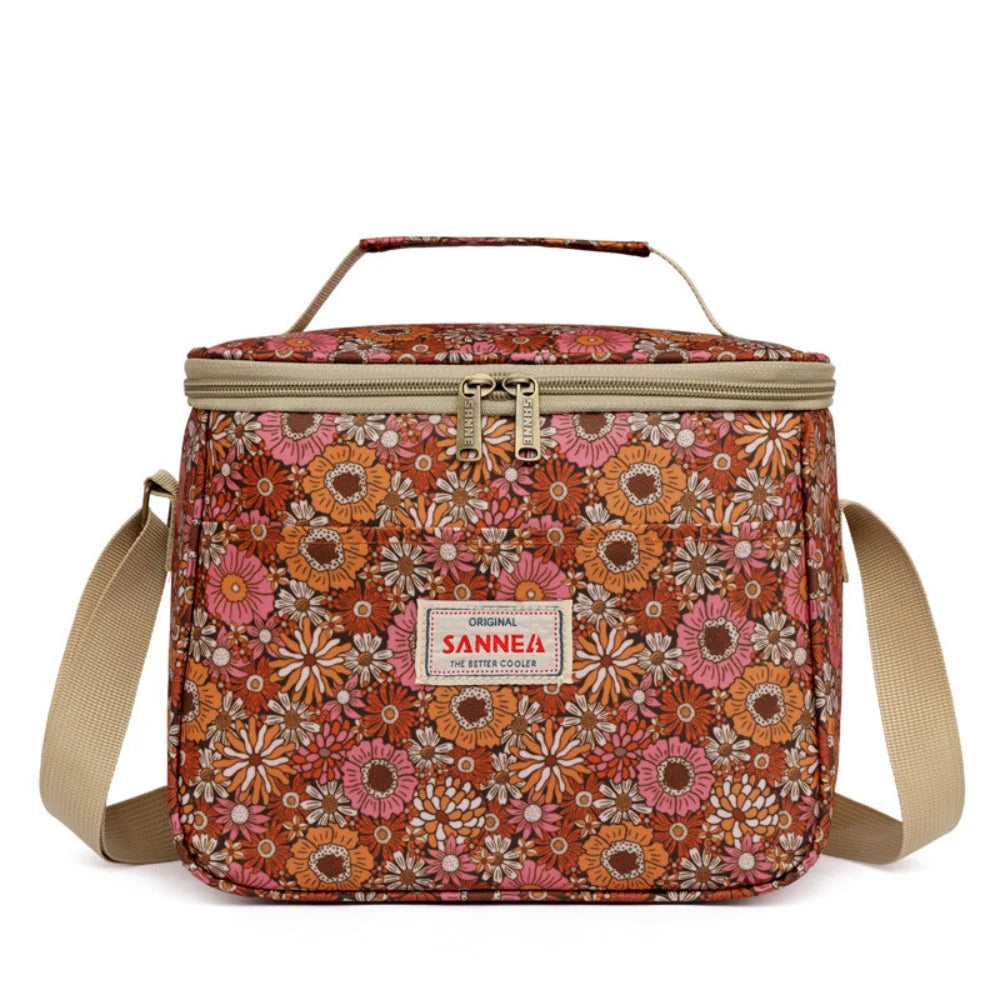 Sento Retro Lunchtas - Geïsoleerd, Bloemenprint, Lichtgewicht 6