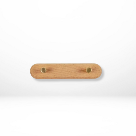 Sento Wandhaken - Natuurlijk Hout met Messing Accenten, Ruimtebesparend 0