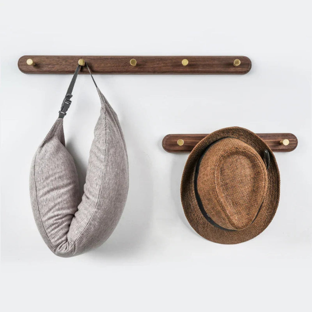 Sento Wandhaken - Natuurlijk Hout met Messing Accenten, Ruimtebesparend 5