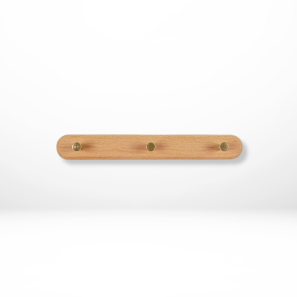 Sento Wandhaken - Natuurlijk Hout met Messing Accenten, Ruimtebesparend 6