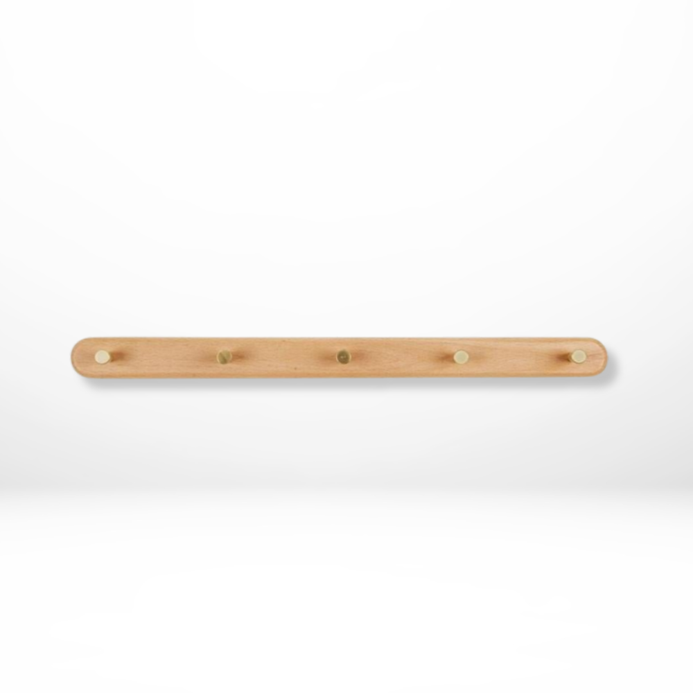 Sento Wandhaken - Natuurlijk Hout met Messing Accenten, Ruimtebesparend 7