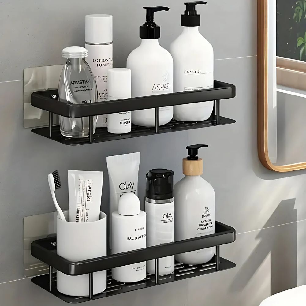 WallShowerCaddy™ – Boorvrije Doucheplank Organizer – Roestbestendige Wandopslag