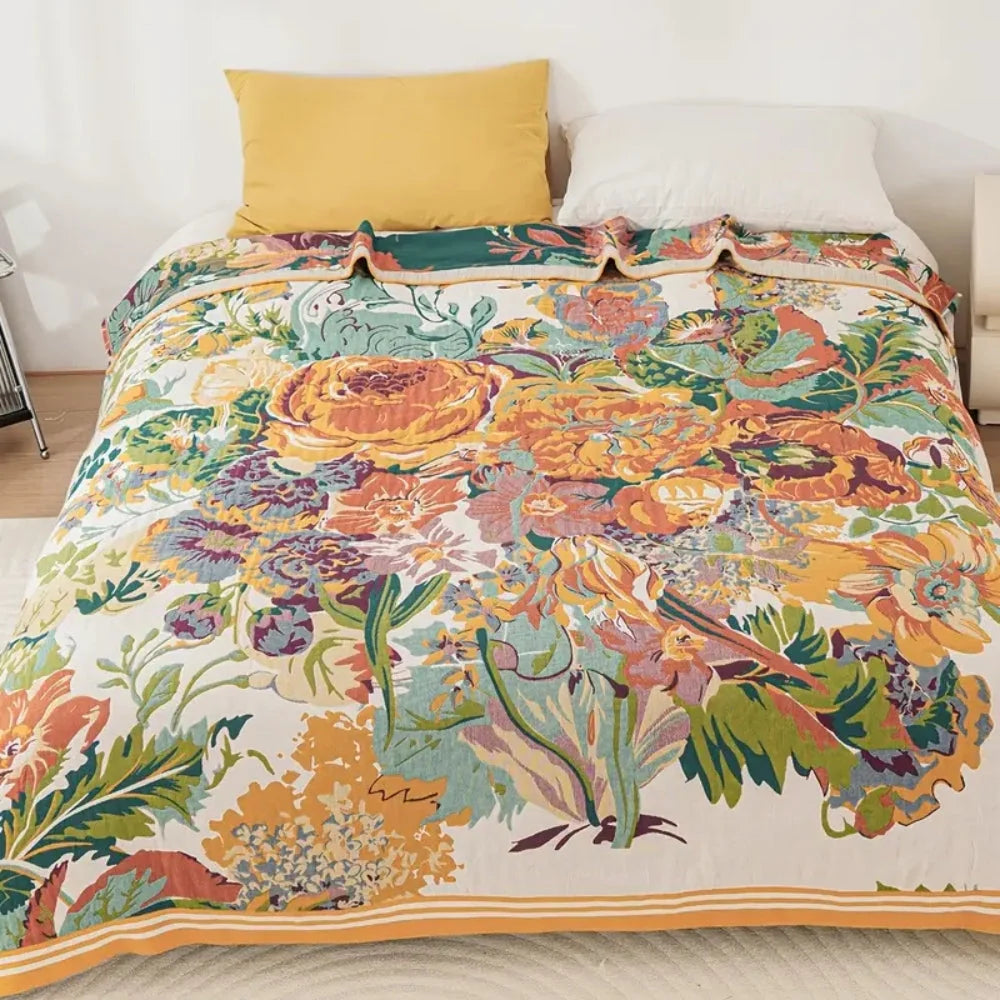 Sienna Bloem Deken - Katoen, Jacquard Patroon, Omkeerbaar 0