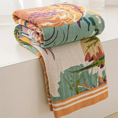 Sienna Bloem Deken - Katoen, Jacquard Patroon, Omkeerbaar 2