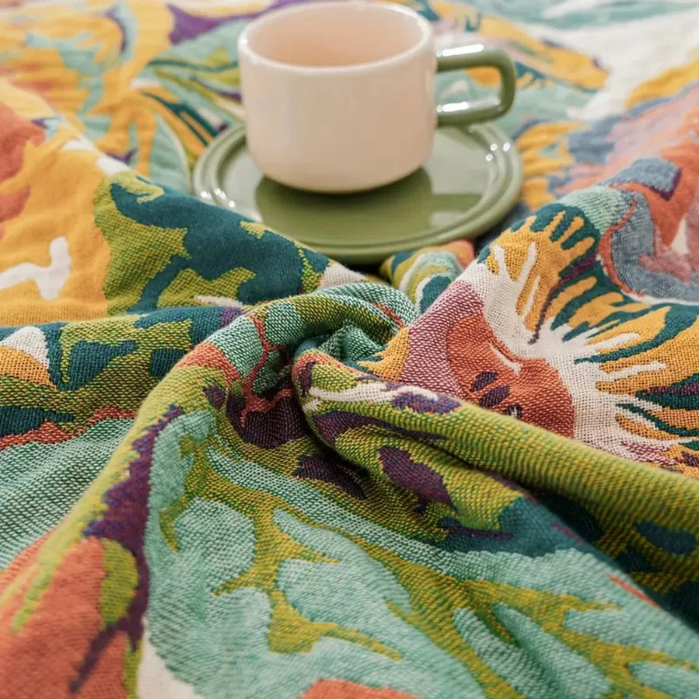 Sienna Bloem Deken - Katoen, Jacquard Patroon, Omkeerbaar 3