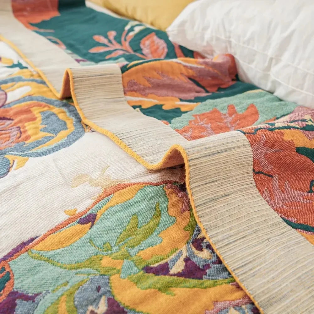 Sienna Bloem Deken - Katoen, Jacquard Patroon, Omkeerbaar 4