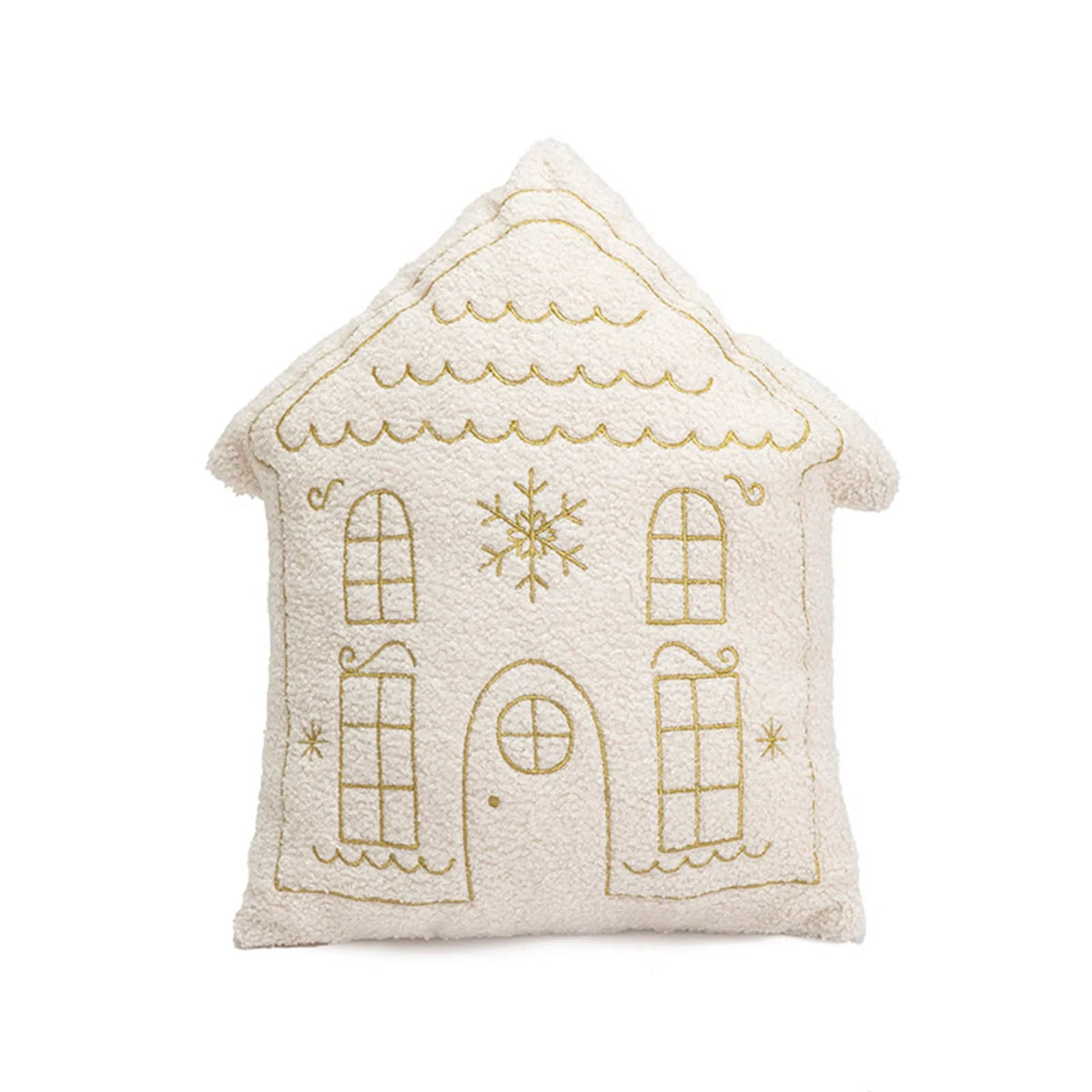 Sierkussen Huisvormig Pluche met Goud Borduursel - Decoratief voor Bank en Fauteuil 0