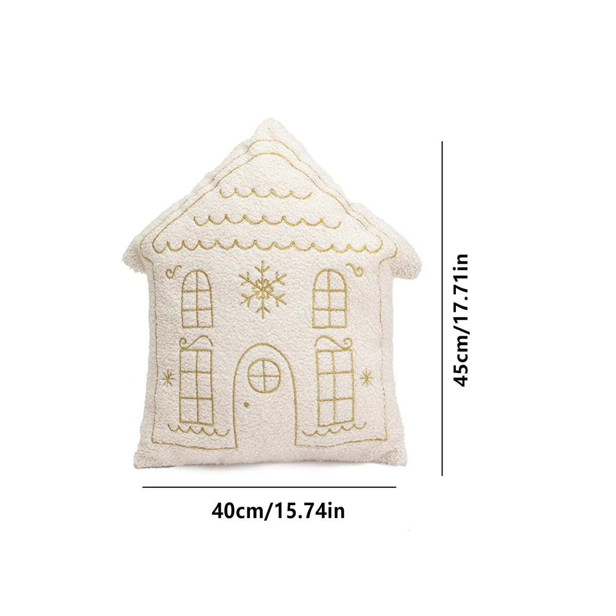 Sierkussen Huisvormig Pluche met Goud Borduursel - Decoratief voor Bank en Fauteuil 2