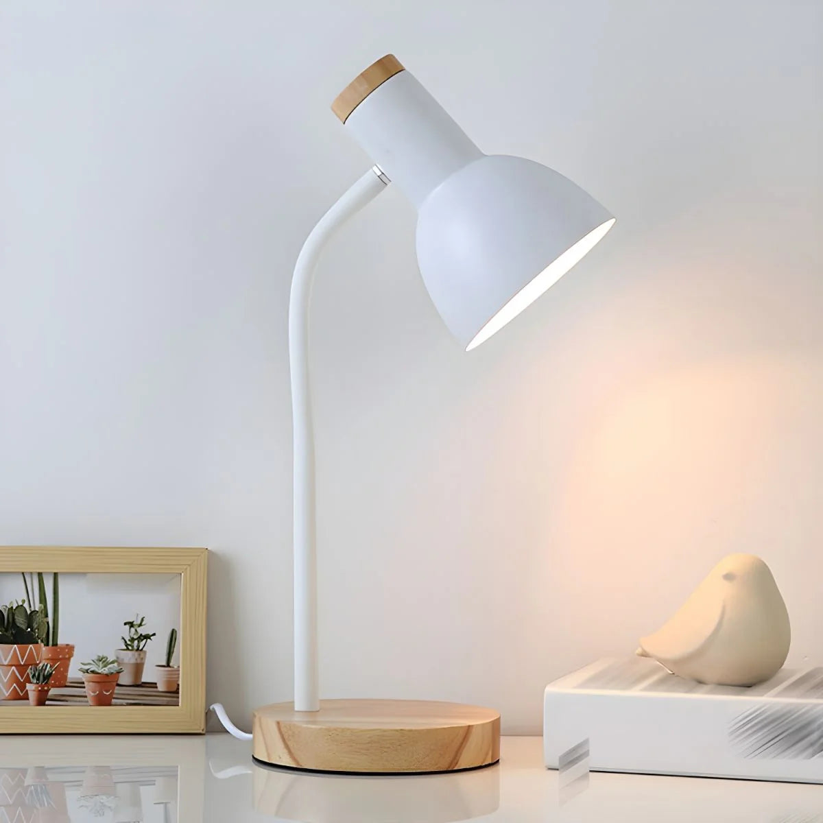 Sirius Tafellamp Zwart - Houten Voet, Verstelbare Kap Scandinavisch Design 6