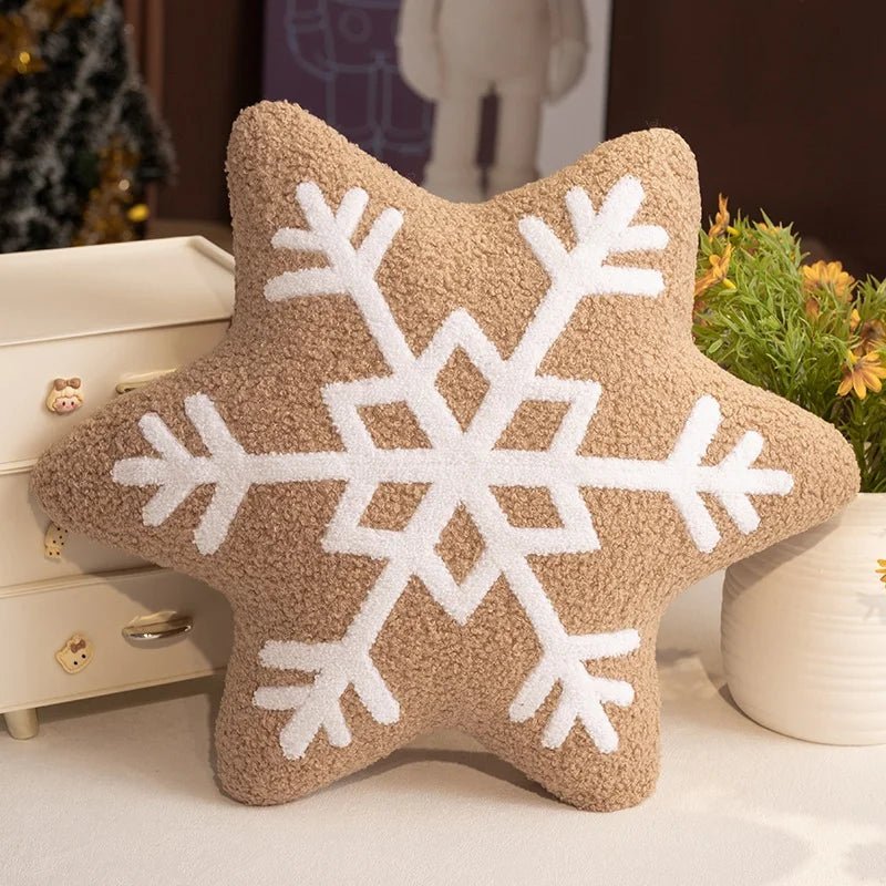Snowly Sierkussen - Zacht Pluche, Sneeuwvlokdecoratie voor Bank 10