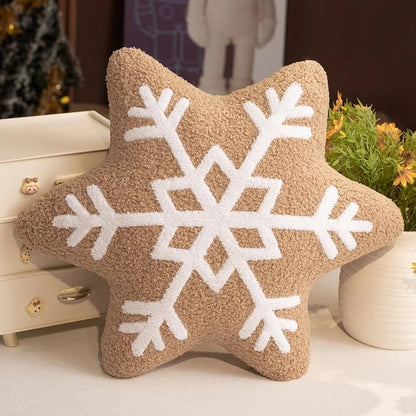 Snowly Sierkussen - Zacht Pluche, Sneeuwvlokdecoratie voor Bank 10