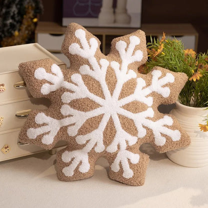Snowly Sierkussen - Zacht Pluche, Sneeuwvlokdecoratie voor Bank 11