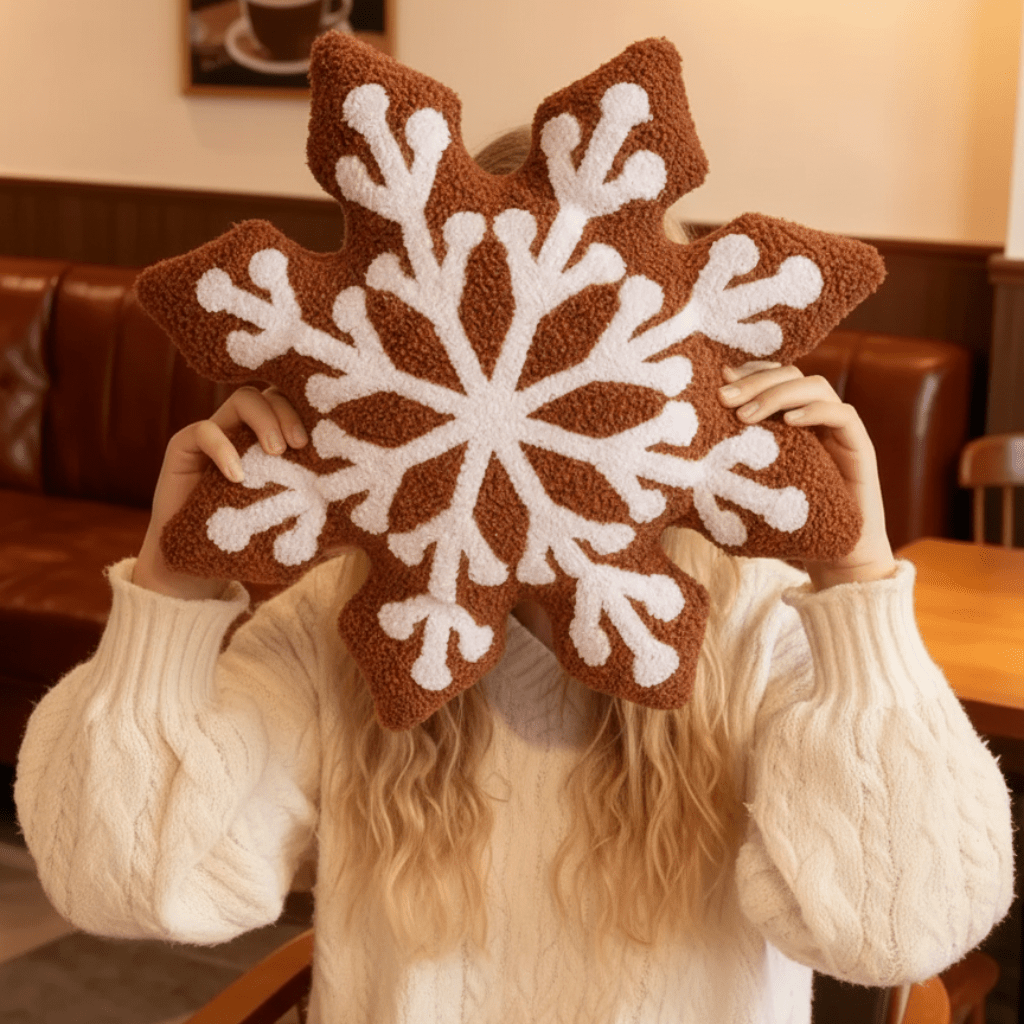 Snowly Sierkussen - Zacht Pluche, Sneeuwvlokdecoratie voor Bank 5