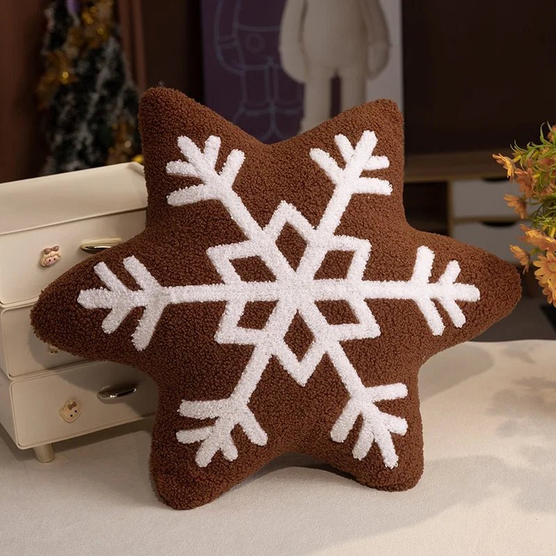 Snowly Sierkussen - Zacht Pluche, Sneeuwvlokdecoratie voor Bank 7