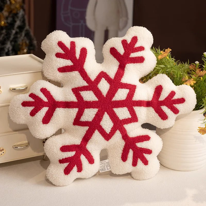 Snowly Sierkussen - Zacht Pluche, Sneeuwvlokdecoratie voor Bank 8