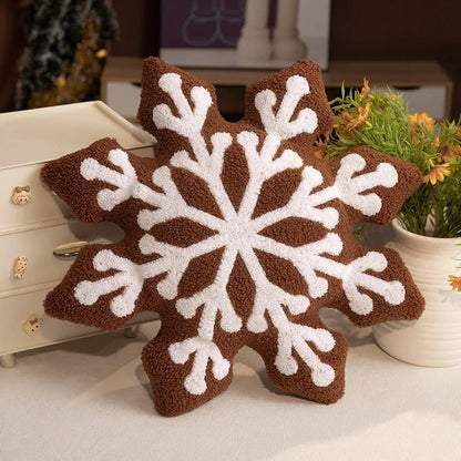 Snowly Sierkussen - Zacht Pluche, Sneeuwvlokdecoratie voor Bank 9