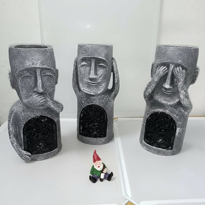 MoaiGlowTrio™ – Solar Hars Tuinbeelden Set – Sfeervolle Buiten Decoratie