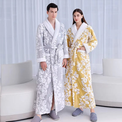 Solara Luxe Badjas Dames - Zachte Microvezelmix, Dubbellaags Jacquard 7