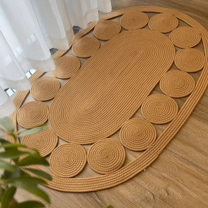 Soleil Oval Tapijt - Microvezel, Boho Spiraalpatroon 0