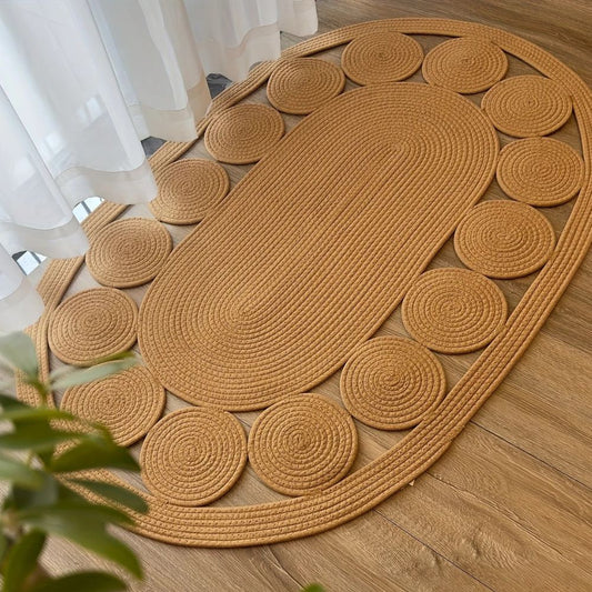 Soleil Oval Tapijt - Microvezel, Boho Spiraalpatroon 0