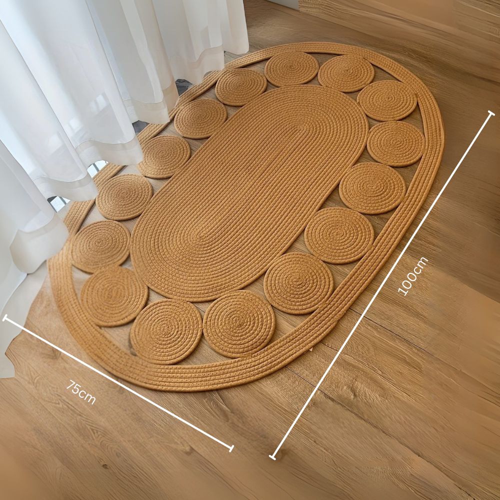 Soleil Oval Tapijt - Microvezel, Boho Spiraalpatroon 5