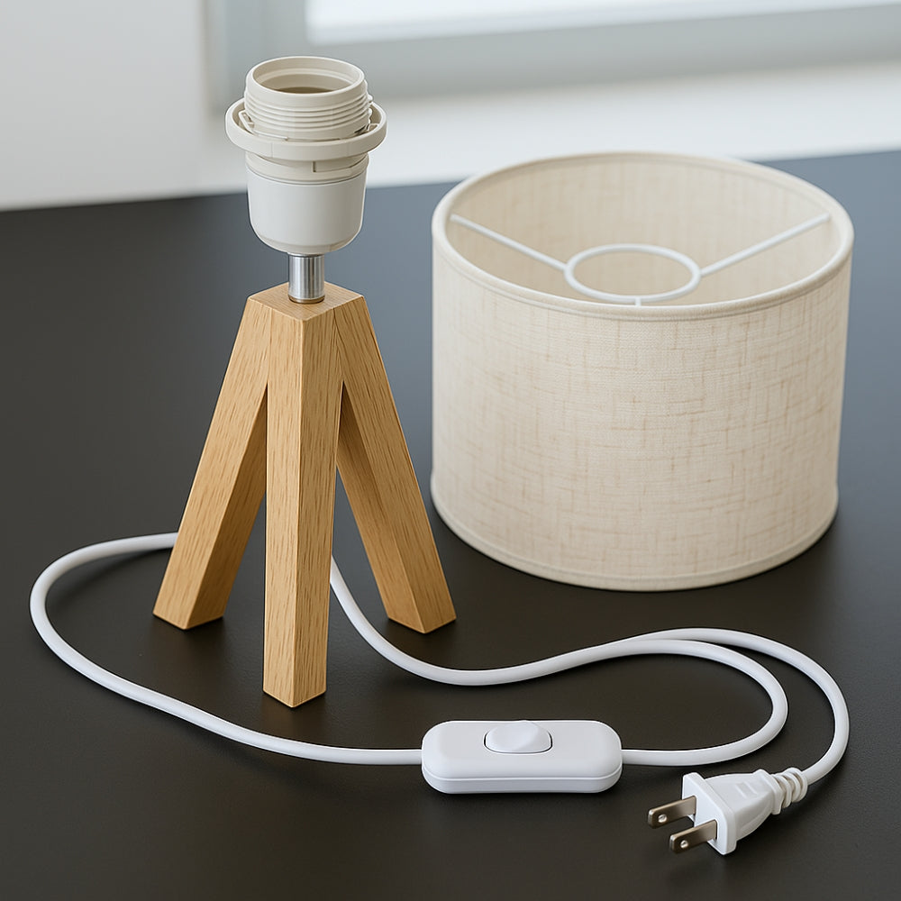 Soleil Tafellamp - Driepoot Hout, Minimalistisch voor Nachtkast Lampje 2