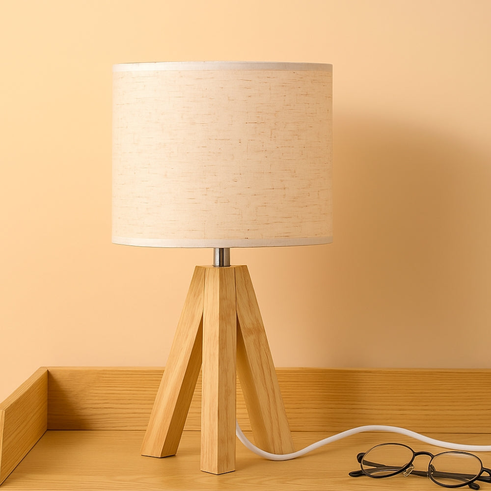 Soleil Tafellamp - Driepoot Hout, Minimalistisch voor Nachtkast Lampje 3