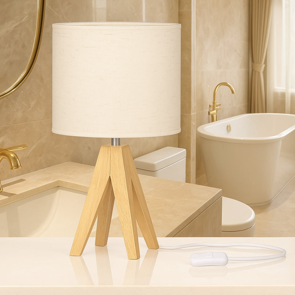 Soleil Tafellamp - Driepoot Hout, Minimalistisch voor Nachtkast Lampje 4