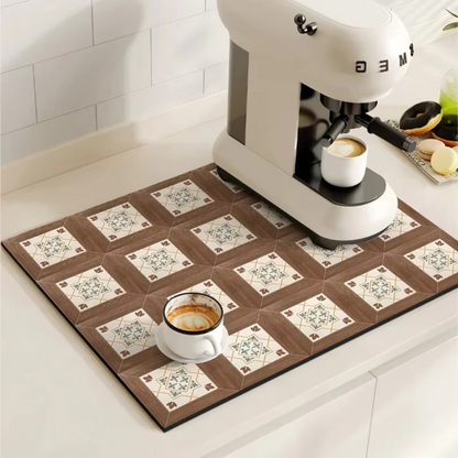 RetroDryTile™ – Sneldrogende Koffie Droogmat – Absorberende Keuken Mat