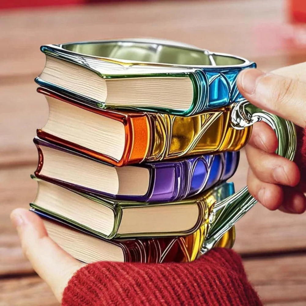 BookBrew™ – Glazen Koffiemok met Boekdesign – 3D Literair Glas