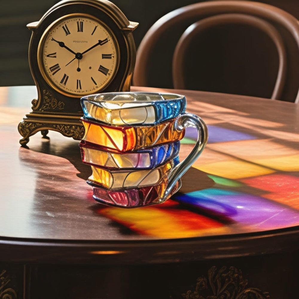 BookBrew™ – Glazen Koffiemok met Boekdesign – 3D Literair Glas