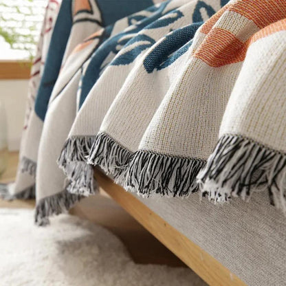 Tassel Tide Bankhoes voor Hoekbank - Katoen-Linnen, Ademend Jacquardontwerp 5