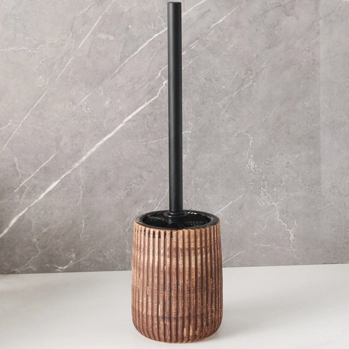 Tero Toiletborstel en Houder Set - Gestructureerd Keramiek, Elegant Design 4