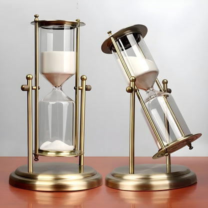 Tiberis Zandloper - Messing en Glas, Elegant Decoratief Uurwerk 6