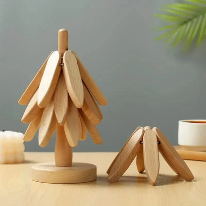 Tilia Onderzetters Set - Houten Boomvorm, Hittebestendig voor Glazen en Pannen 5