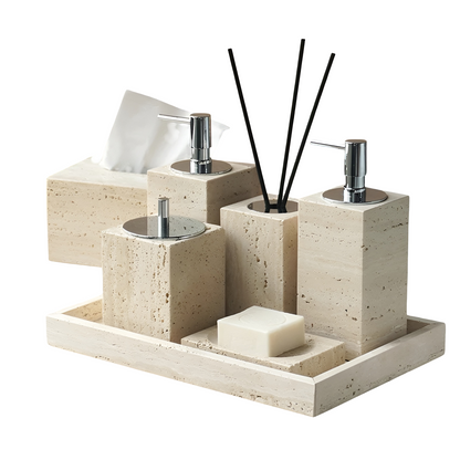 Trevano Badkamerset - Natuursteen Beige, Stijlvolle Accessoires 1
