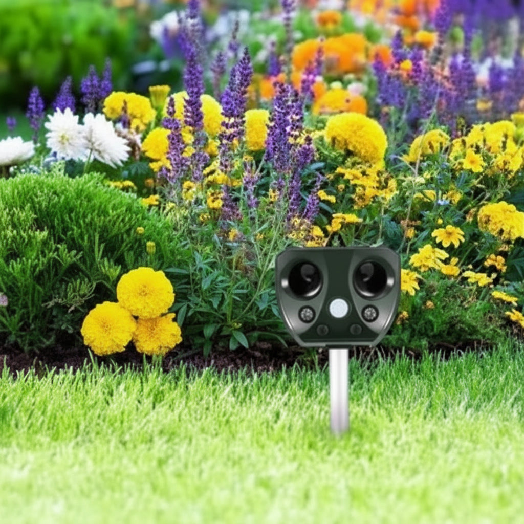 PestPulse™ – Ultrasone Dierenverjager met PIR Sensor – Zonne & USB Tuinbescherming