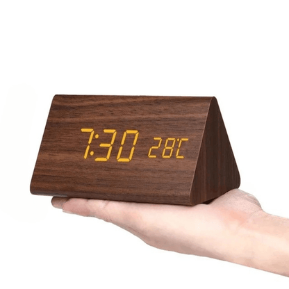 WoodSense™ – LED Houten Klok met Spraakbesturing – Slimme LED Tafelklok