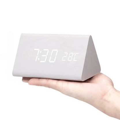 WoodSense™ – LED Houten Klok met Spraakbesturing – Slimme LED Tafelklok