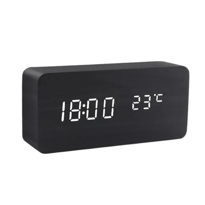 WoodSense™ – LED Houten Klok met Spraakbesturing – Slimme LED Tafelklok