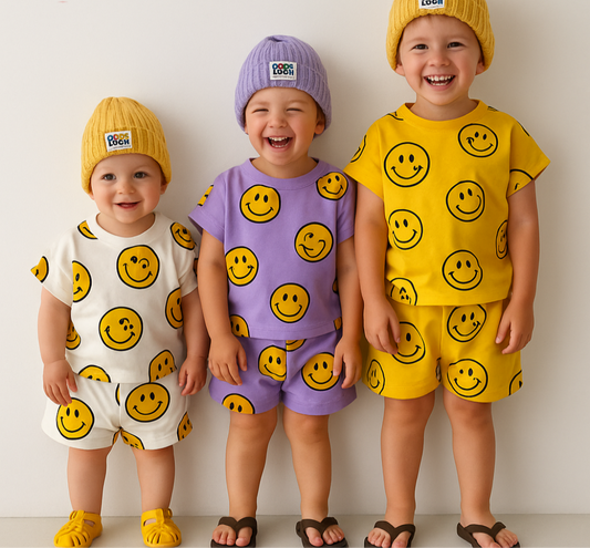 CheerSet™ – Vrolijke Outfit met Smileyprint – Comfortabele Kinder Set