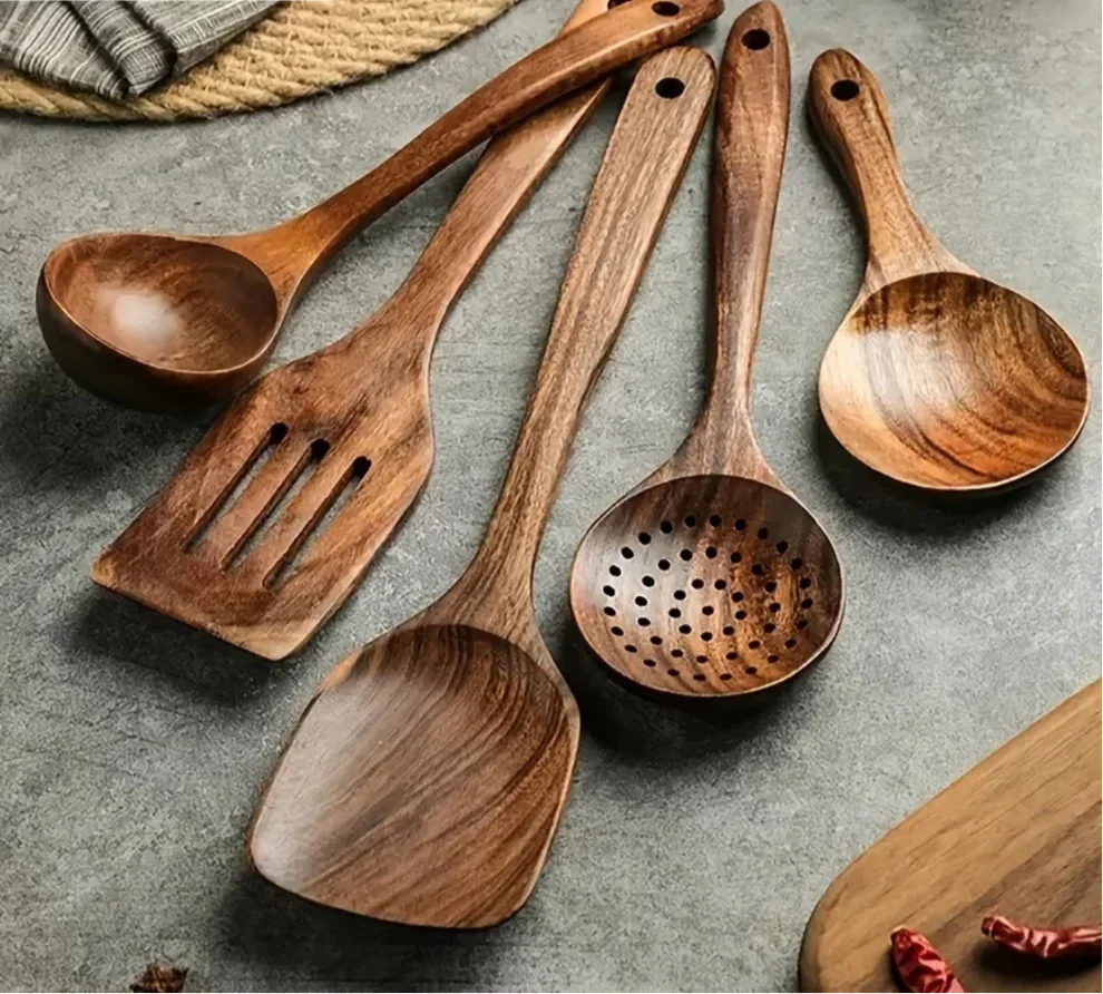 WoodVanta™ – Massief Acaciahouten Keukenset – Houten Keuken Gereedschap
